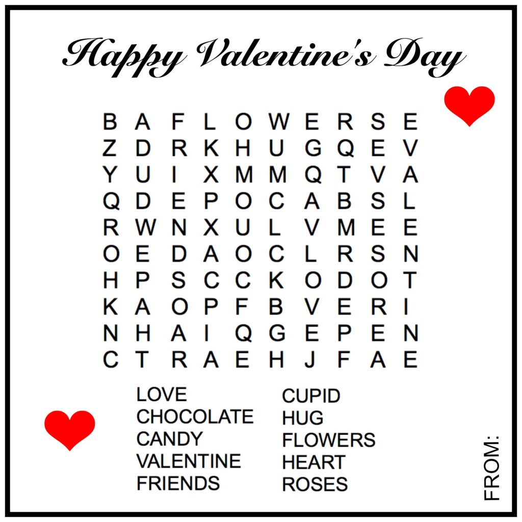 Valentine S Word Search Free Printable