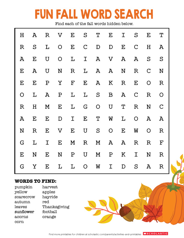 Fall Word Search